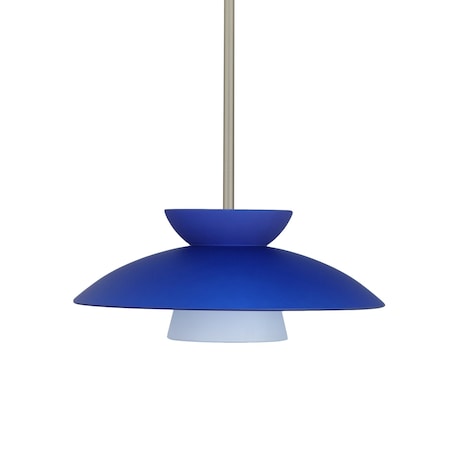 Besa Lighting Trilo 15 Stem Pendant, Blue Matte, Satin Nickel Finish, 1x75W Incandescent 1TT-451323-SN